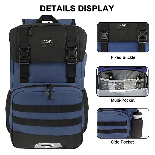 WOLT Laptop Backpack with USB Charging Port Fits Up to 17 Inch Laptop, College Backpack for Men Women, Computer Business Bookbag, Navy - Image 3