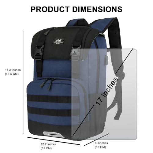 WOLT Laptop Backpack with USB Charging Port Fits Up to 17 Inch Laptop, College Backpack for Men Women, Computer Business Bookbag, Navy - Image 4