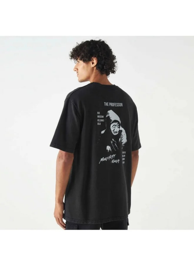 SP Characters Money Heist Print Crew Neck T-shirt with Short Sleeves