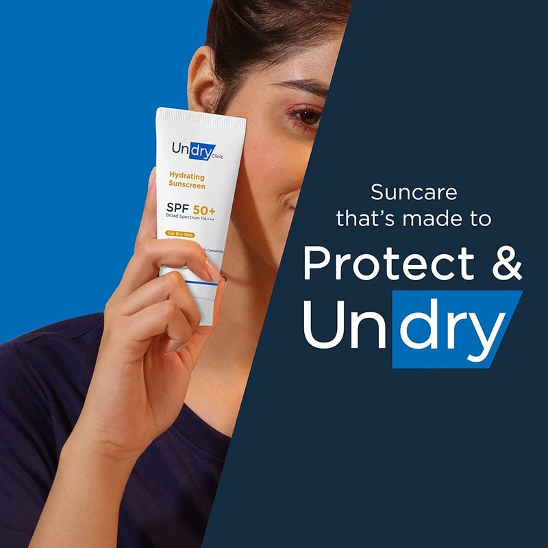 Undry Hydrating Sunscreen for Dry Skin 50gm Pack of 3 Lightweight Sunscreen SPF 50 Broad Spectrum Sun Screen Protector SPF 50 Sunscreen for Women  Sunscreen for Men - Image 5