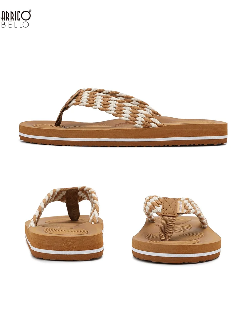 ARRIGO BELLO Khaki Women's Summer Comfort Flip Flops - Stylish Thong Sandals with Non-Slip Rubber Sole for Beach, Walking & Daily Outings for Women | Best Price UAE