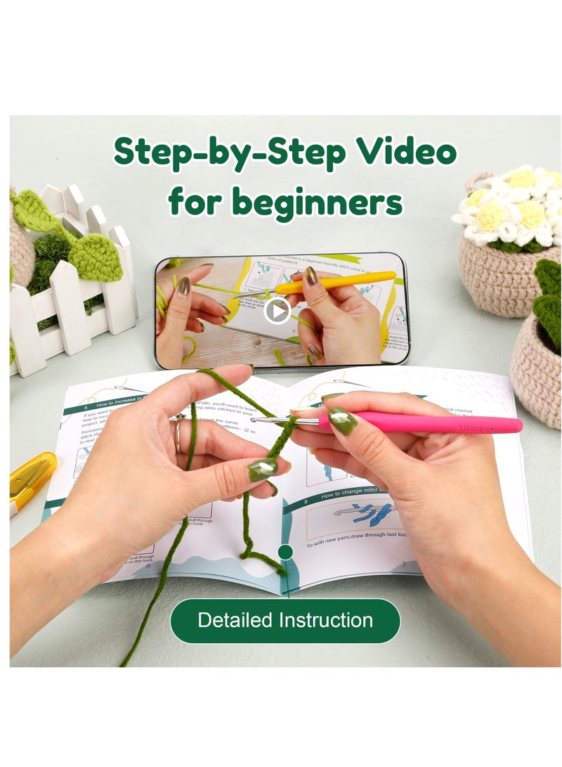 SYOSI 4PCS Beginner Crochet Kit for Hanging Plants, Crochet Potted Plant Kit Adult Crochet Kit with Easy Tutorials DIY Crochet Kit Hanging Plant Crochet Kit DIY Potted Plant Crochet for Adults Beginner  - Image 2