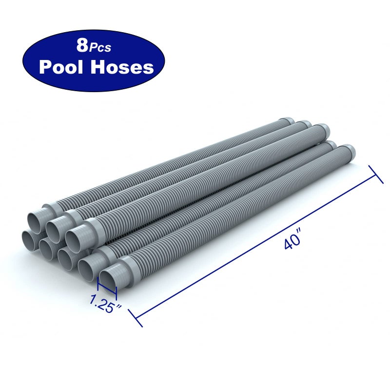 Poolvio Professional Swimming Pool Vacuum Cleaner Hose -1.5â€ 8 Piece Hoses for Pool Vacuum Extension/Replacement - Compatible with all Major Automatic Swimming Pool Cleaners - Image 3