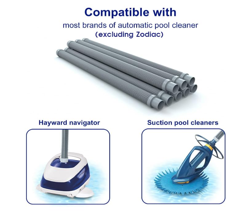 Poolvio Professional Swimming Pool Vacuum Cleaner Hose -1.5â€ 8 Piece Hoses for Pool Vacuum Extension/Replacement - Compatible with all Major Automatic Swimming Pool Cleaners - Image 5