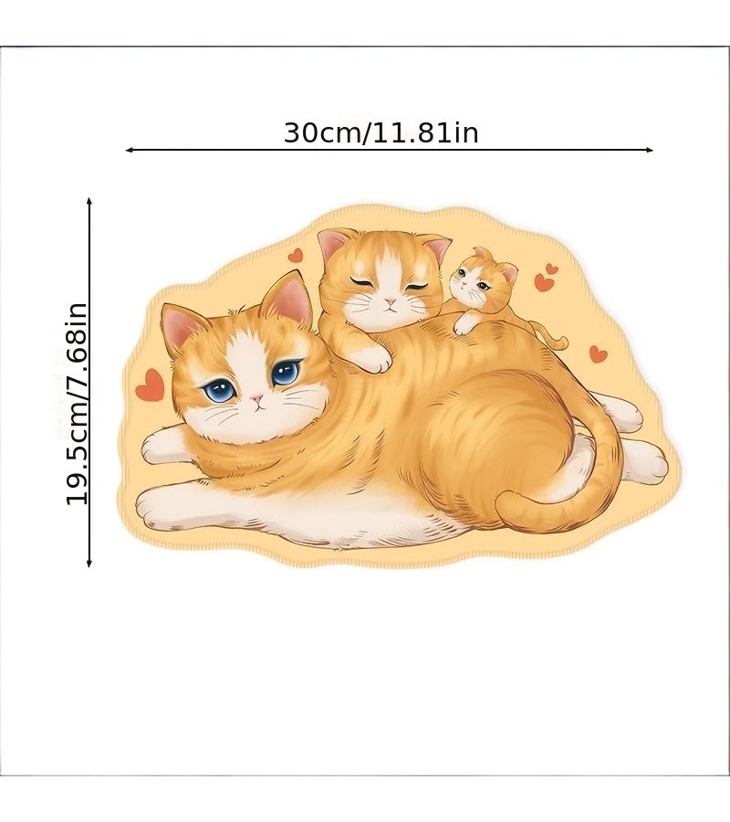 2 Pack Cat Shaped Mouse Pad Desk Mat With Non Slip Base Ergonomic Home Office - Image 2