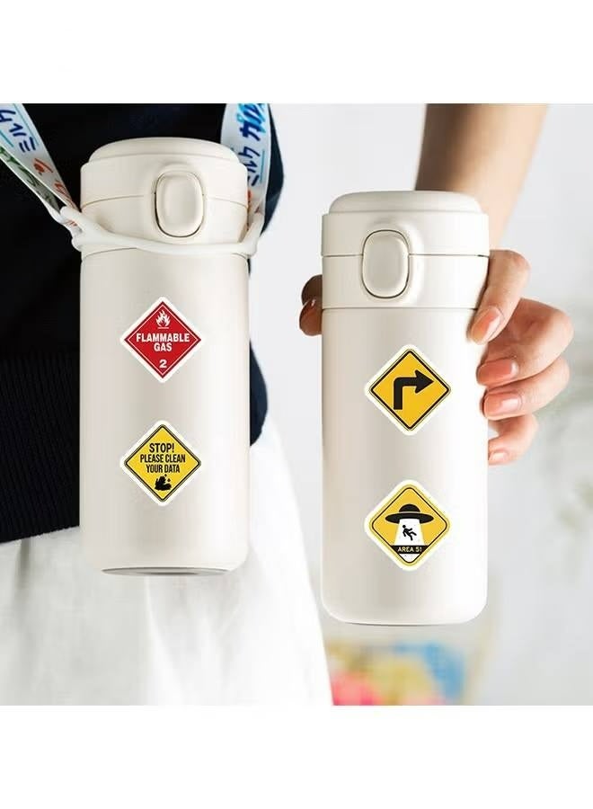 100 قطعة من ملصقات الرسوم المتحركة التحذيرية - ملصقات الكمبيوتر المحمول - ملصقات فينيل مقاومة للماء لزجاجات المياه والهاتف المحمول والكمبيوتر والجيتار، هدايا للمراهقين والفتيات والمعجبين - Image 5