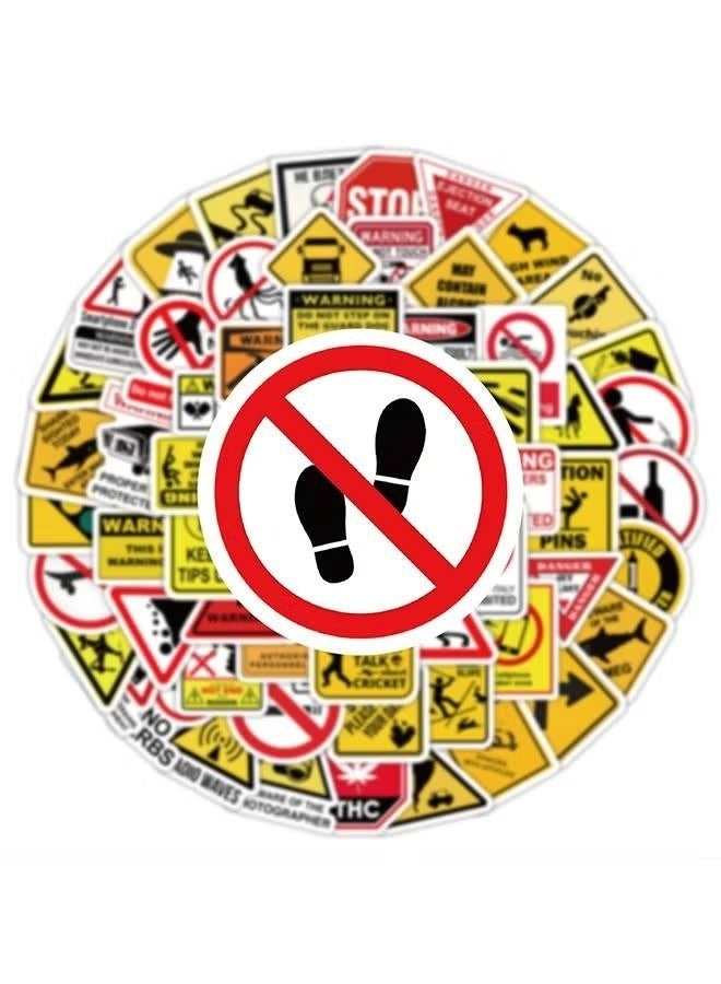 100 قطعة من ملصقات الرسوم المتحركة التحذيرية - ملصقات الكمبيوتر المحمول - ملصقات فينيل مقاومة للماء لزجاجات المياه والهاتف المحمول والكمبيوتر والجيتار، هدايا للمراهقين والفتيات والمعجبين - Image 4