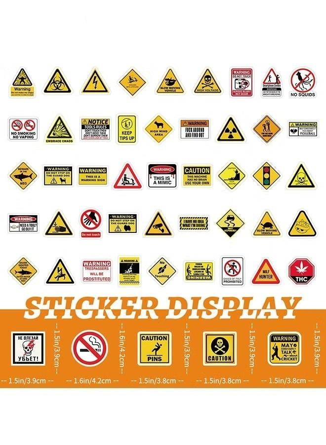 100 قطعة من ملصقات الرسوم المتحركة التحذيرية - ملصقات الكمبيوتر المحمول - ملصقات فينيل مقاومة للماء لزجاجات المياه والهاتف المحمول والكمبيوتر والجيتار، هدايا للمراهقين والفتيات والمعجبين - Image 3
