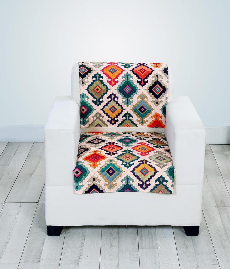 FABANE Velvet Printed Sofa Seat Cover For 3 Seater With Heavy Antiskid Backing Easily Machine Washable Sofa Seat Runner For Couch Or Home Living Area 27 X 72 Inches 2 Piece Multicolor - Image 4