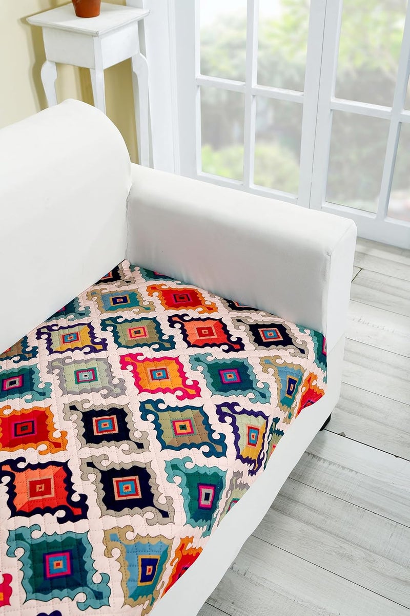 FABANE Velvet Printed Sofa Seat Cover For 3 Seater With Heavy Antiskid Backing Easily Machine Washable Sofa Seat Runner For Couch Or Home Living Area 27 X 72 Inches 2 Piece Multicolor - Image 3