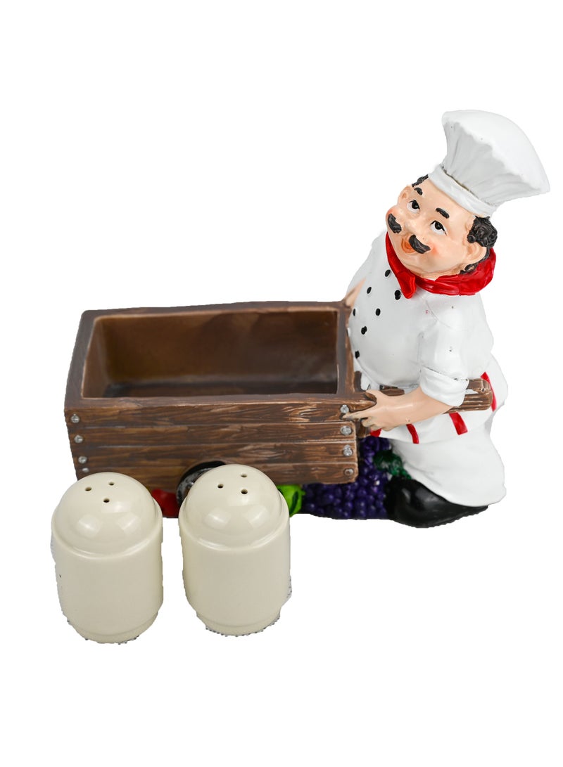 Glass Spice Jars, Salt And Pepper Shakers, Chef Decorative Statue Organizer With Holder Figurine Gift For Family, Kitchen, Restaurant - Image 1