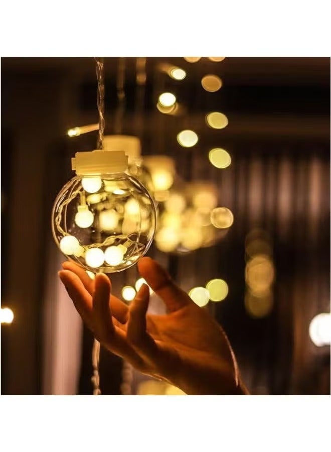 Generic Indoor Outdoor Decoration Wishing Ball String Light Ramadan Eid Christmas Home Decoration Led Ball Shape Flashing Curtain Lights Waterproof Warm White  - Image 3