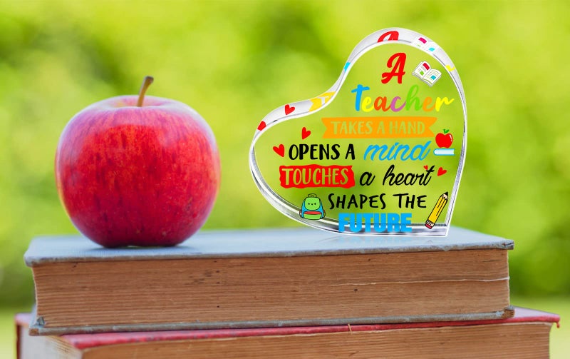 WaaHome Teacher Appreciation Gifts Best Teacher Gifts for Women Teacher Graduation Gifts End of Year Teacher Gifts from Students Heart Keepsake and Paperweight Appreciation Gifts for Teachers - Image 2