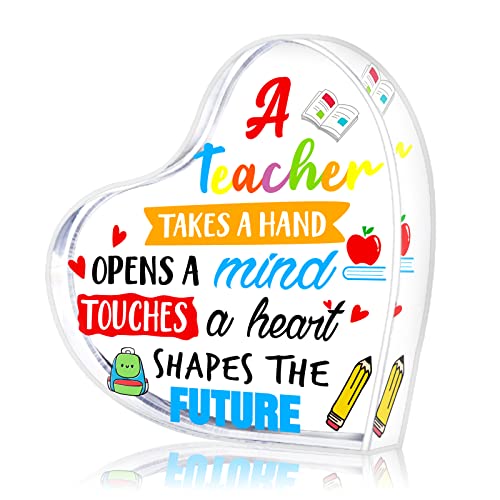 WaaHome Teacher Appreciation Gifts Best Teacher Gifts for Women Teacher Graduation Gifts End of Year Teacher Gifts from Students Heart Keepsake and Paperweight Appreciation Gifts for Teachers - Image 1