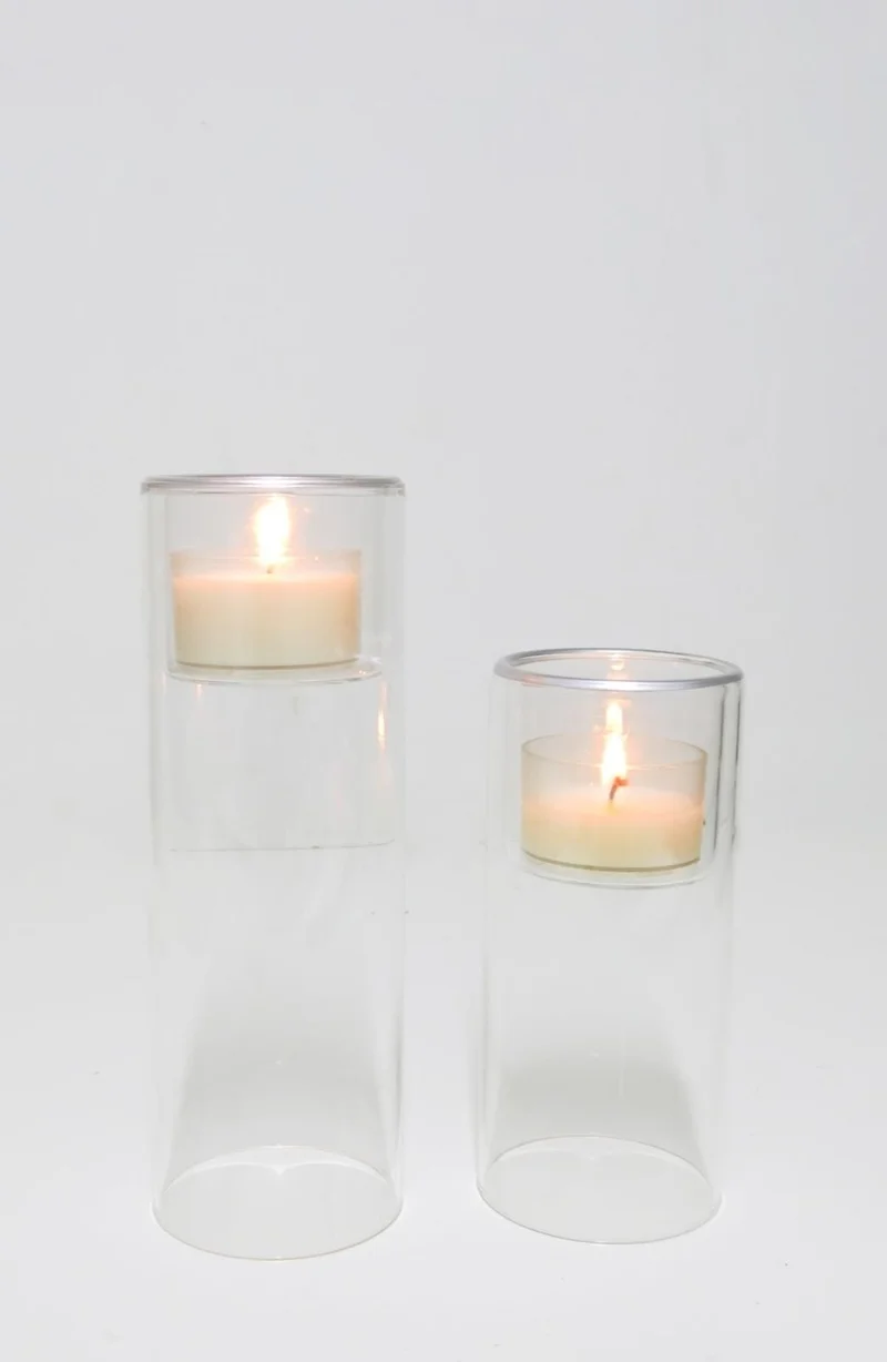 Missi 20 cm Clear Glass Candle Holder and Tealight Set