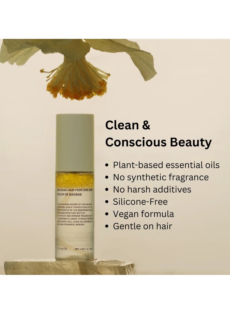 TOUN28 Baobab Hair Perfume Mist, Long-Lasting Citrus Floral Scent with 8 Natural Essential Oils, Lightweight, Non-Greasy, Silicone-Free Hair Perfume, Korean Hair Care for All Hair Types, 50ml - Image 5