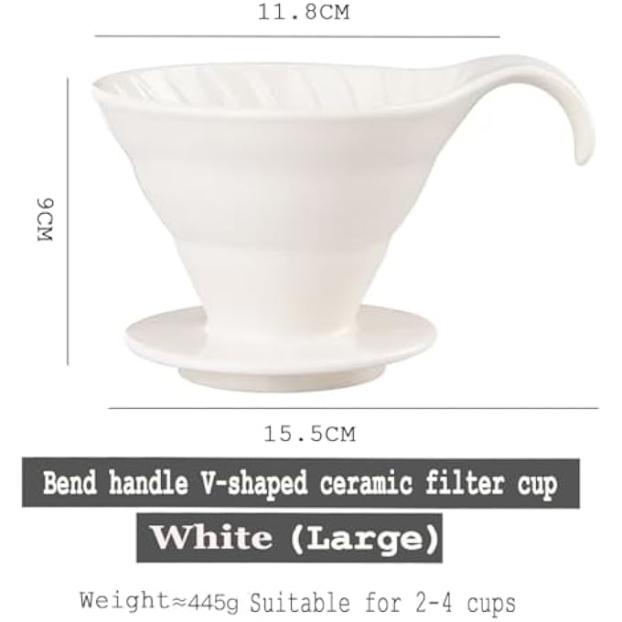 Moonmen Ceramic Pour Over Coffee Dripper V60 Ceramic Coffee Filter Cup Conical HandBrewed Coffee Filter Cup Single Hole Threaded Filter Cup With Filter Paper White - Image 5