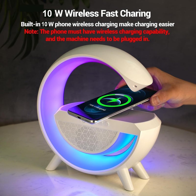 Maharsh GShape Wireless BT Speaker with FM Radio RGB Light Table Lamp Wireless Charger LED Smart Wake Up Light 15W Speaker for Home Indoor Outdoor Decoration Room - Image 4