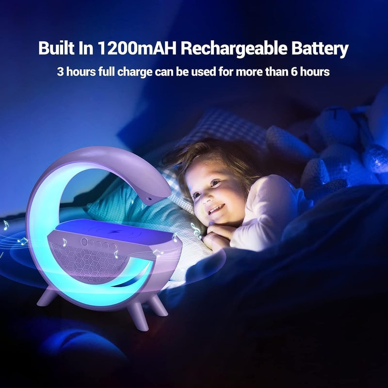 Maharsh GShape Wireless BT Speaker with FM Radio RGB Light Table Lamp Wireless Charger LED Smart Wake Up Light 15W Speaker for Home Indoor Outdoor Decoration Room - Image 3