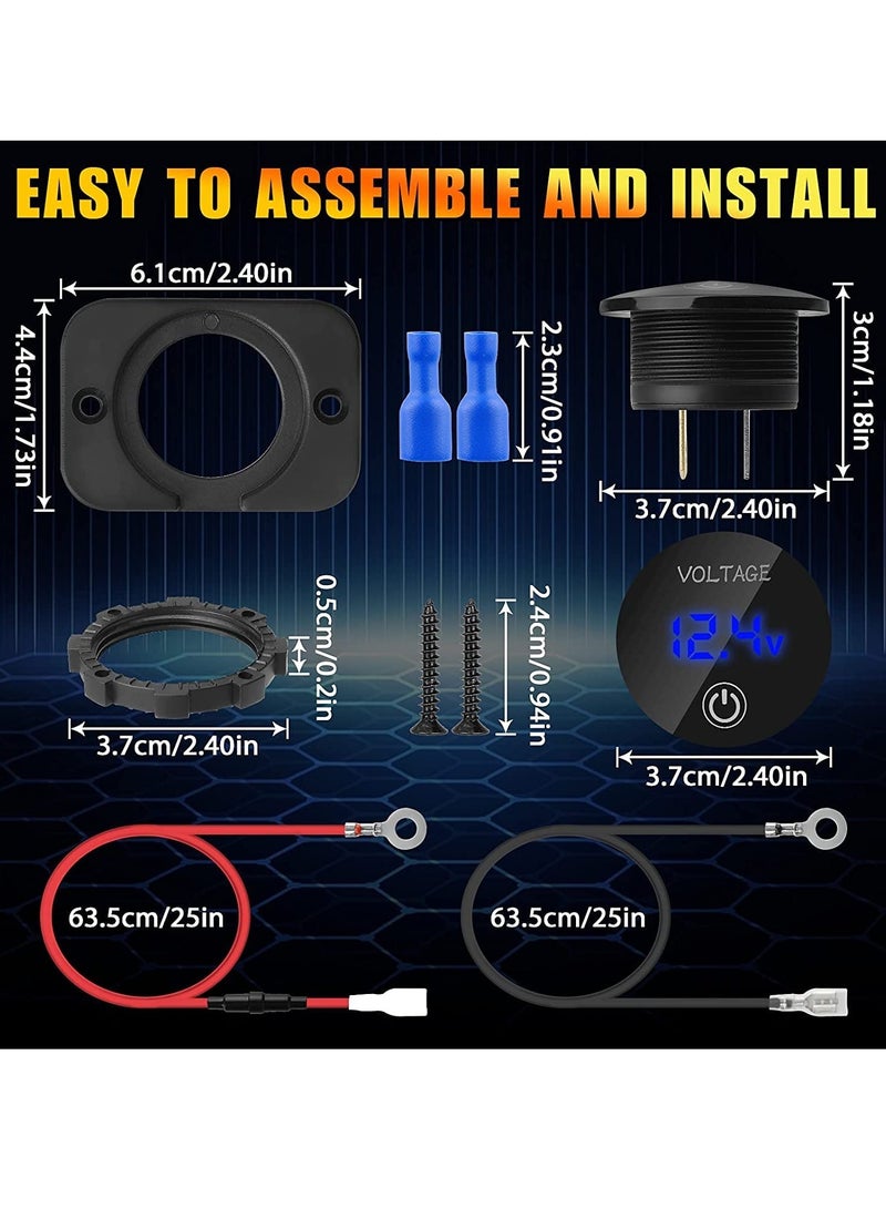 إكسفور عداد فولط 12 فولت مع شاشة لمسية رقمية، عداد فولت، فولت متر 12V/24V عرض رقمي للسيارة، لوحة فولت متر LED مقاومة للماء للقارب، بحري، مركبة، دراجة نارية، شاحنة، سيارة (محدث) - Image 5