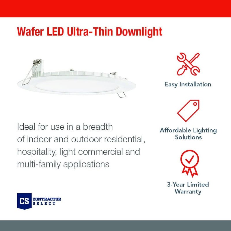 Juno LED Recessed Lights 6 Inch Round Wafer Downlight, 5-in-1 Switchable White Color Temperature, 120 Volts, 6-Inch Ultra-Thin Flat Trim, Matte White (WF6 SWW5 90CRI MW M6) - Image 2