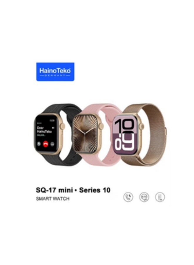 Haino Teko SQ-17 Mini Series 10 Smart Watch Small Size, Large Screen, with 3 Pairs of Straps & Wireless Charger, Gold - Image 1