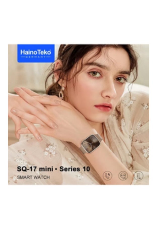 Haino Teko SQ-17 Mini Series 10 Smart Watch Small Size, Large Screen, with 3 Pairs of Straps & Wireless Charger, Gold - Image 2