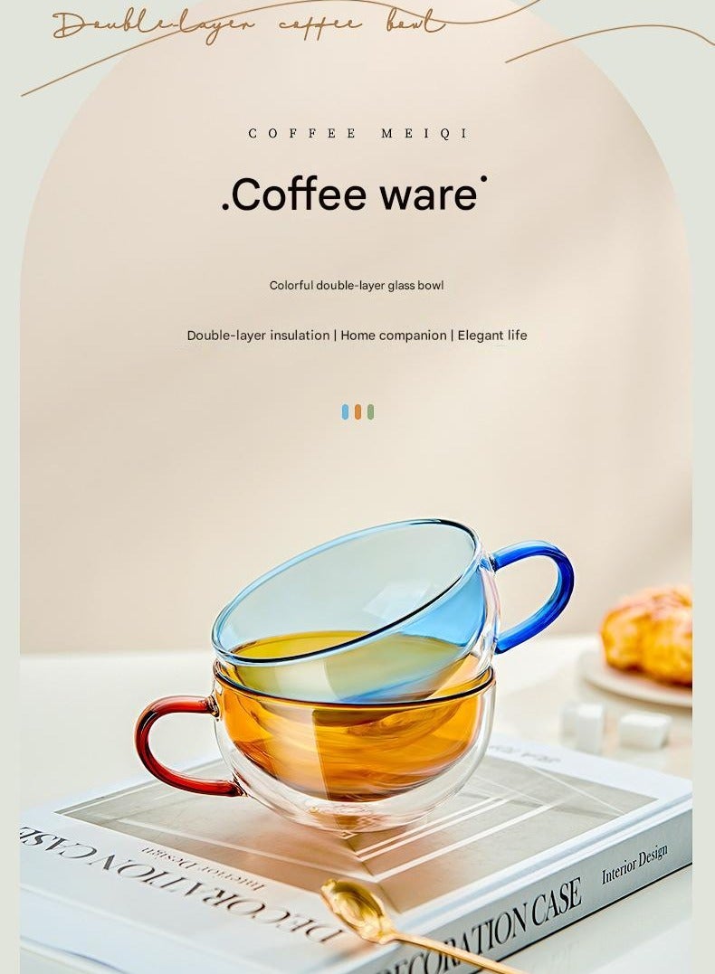Double Layered Glass Cups For Insulated Women's Household Use Heat-resistant Milk Coffee Cups Flower Tea Water Cups Colored Glass Cups  - Image 2