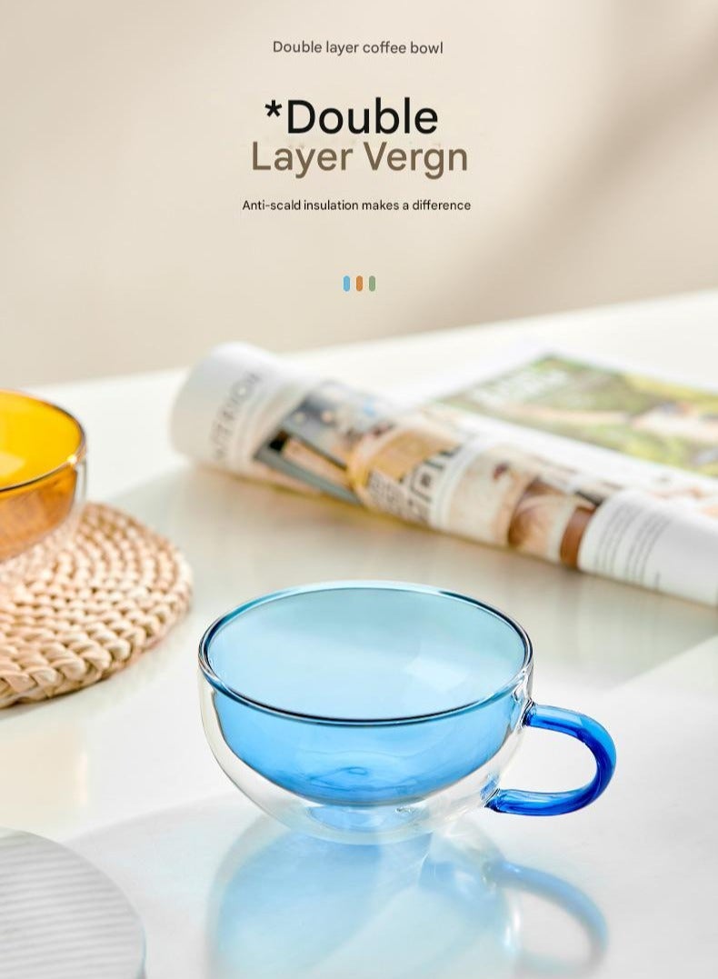 Double Layered Glass Cups For Insulated Women's Household Use Heat-resistant Milk Coffee Cups Flower Tea Water Cups Colored Glass Cups  - Image 5