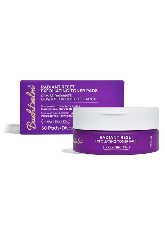 Bushbalm Exfoliating Ingrown Hair Pads - Enhanced with BHA & AHA for Underarm + Bikini Area - Daily Use to Soothe Ingrown Hairs & Razor Bumps - TXA for Dark Spots - Radiant Reset 30 Large Pads - Image 1