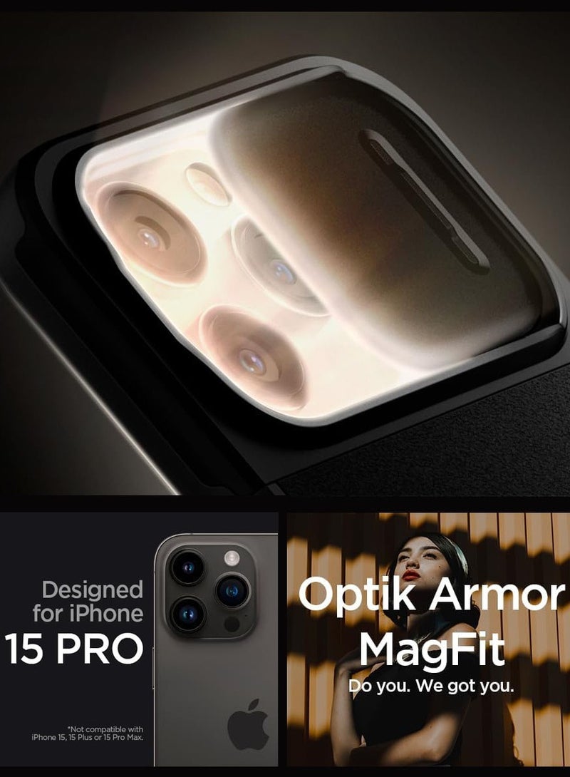 Spigen Optik Armor MagFit for iPhone 15 Pro Case Cover with MagSafe - Black - Image 2