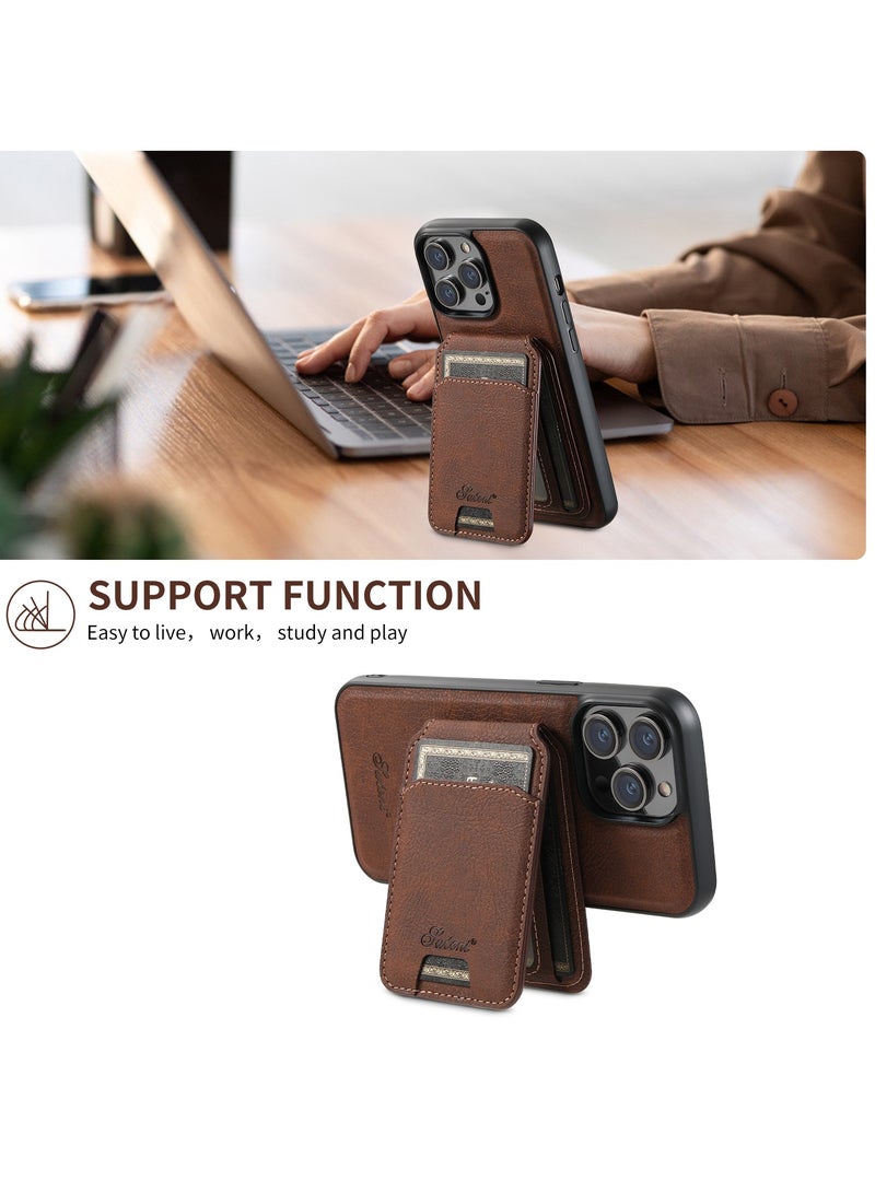 AROAQ Iphone Wallet Phone Case, Premium Leather Phone Case Back Cover, Elegant Design Phone Protective Cover For Iphone 15 Pro Max, 15 Plus, Pro, ( Brown ) - Image 2