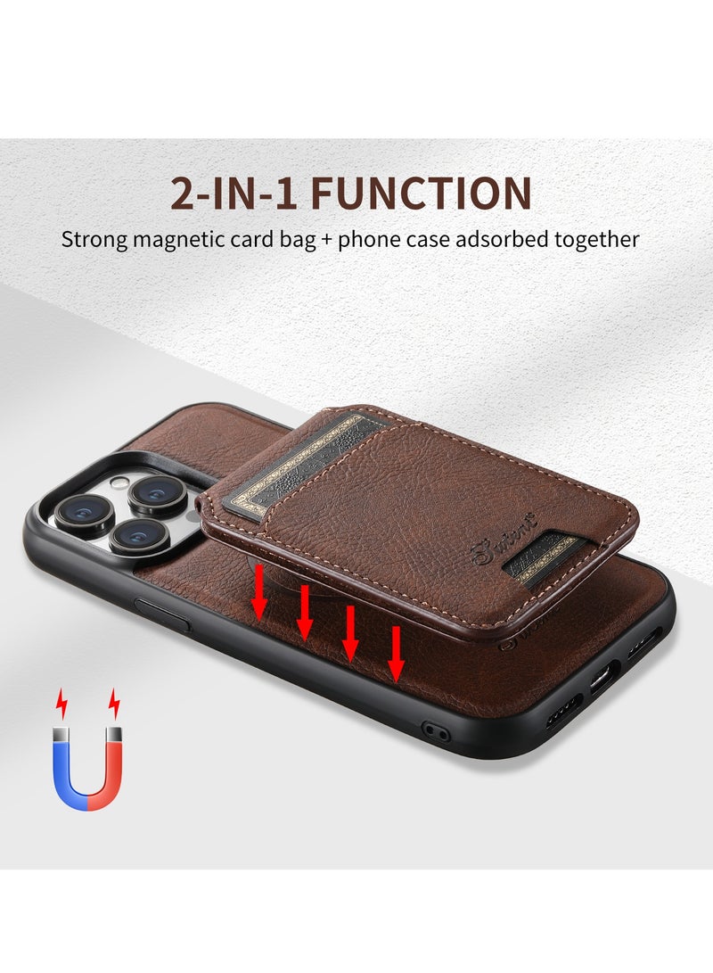 AROAQ Iphone Wallet Phone Case, Premium Leather Phone Case Back Cover, Elegant Design Phone Protective Cover For Iphone 15 Pro Max, 15 Plus, Pro, ( Brown ) - Image 3