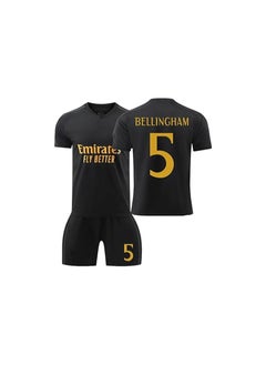 23/24 New Season Football Kits BELLINGHAM. #5 Fans Football Jersey Real Madrid BELLINGHAM. jersey Real Madrid BLACK jersey with Shorts Real Madrid Away kit for Kid and Youth Size.(BLACK)