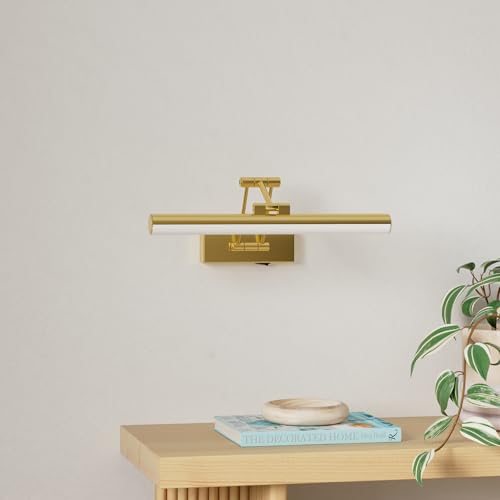 Joossnwell Wireless Picture Light Battery Operated with Remote LED Art Lights for Paintings Rechargeable Dimmable and Timer 15.5 Inch Brass Picture Lights for Wall Gallery Light Library Light - Image 2