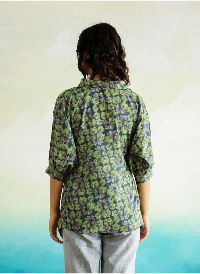 sanskrutihomes Floral Print Cotton Top with Waist Tie-Up Detail by Styli  - Image 2