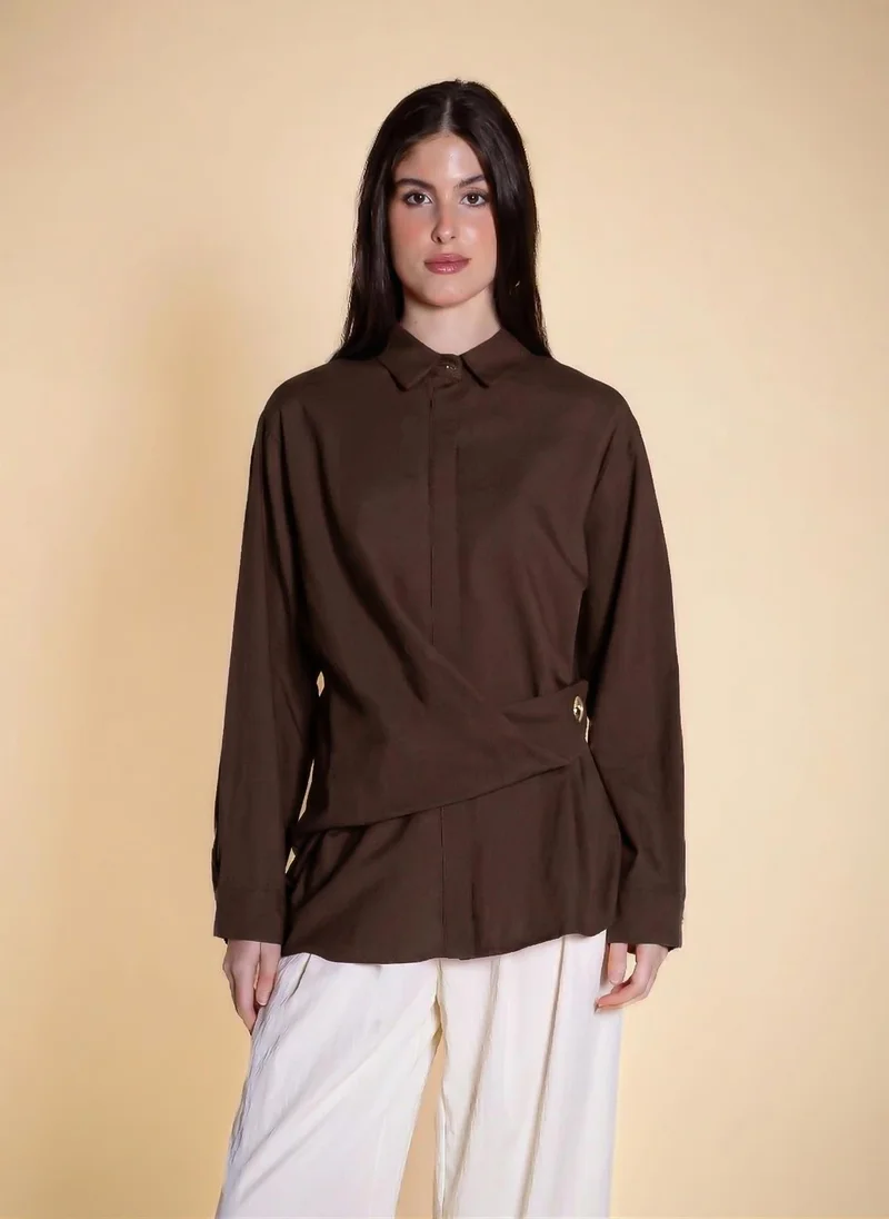 SHAPES WRAPPED LINEN BLEND SHIRT