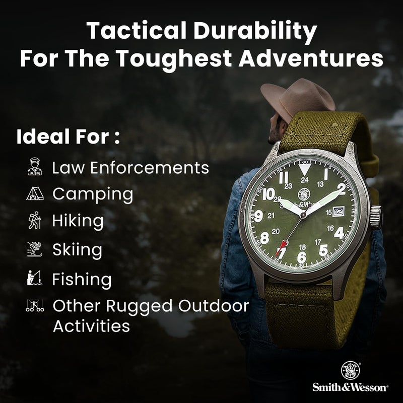 Smith & Wesson Menâ€™s Military Watch | Upgraded 42mm Tactical Design | 3 Interchangeable NATO Zulu Military-Grade Straps | 3 ATM Water Resistant | Scratch-Resistant Glass | Men's Watch Gift Box - Image 5