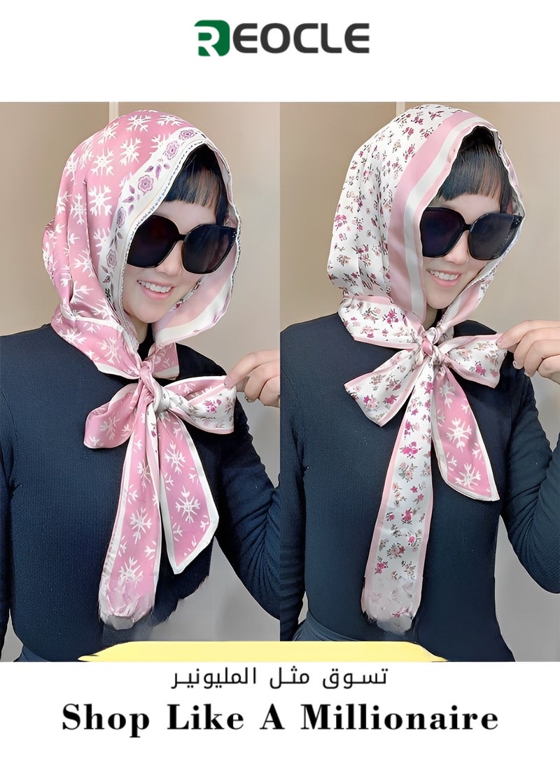 REOCLE Women's Turbans with Double Sided Sun Protection Turban Head Wraps Soft One Piece Hijab Long Turban Full Head Scarf Mulberry Silk Sunscreen Visor 