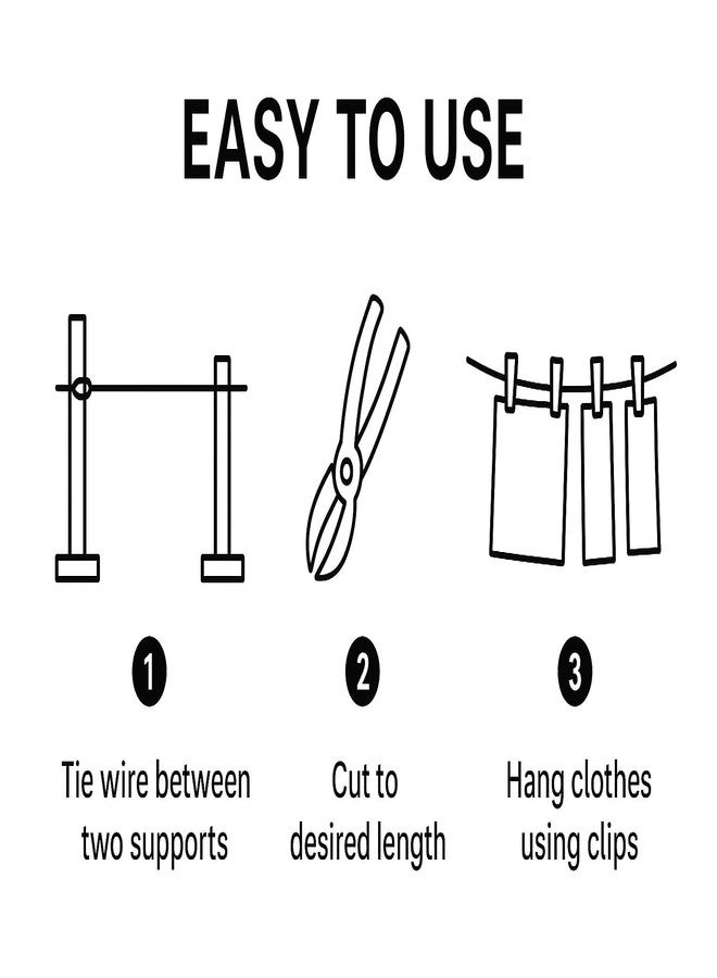 URBAN SELECT ™ Heavy Duty Cloth Drying Rope Combo | 22 Meter Clothesline Wire + 10 Clip Hooks + 1 Multipurpose Cutter | No Sagging | Rust-Proof | Strong Hanging Line for Balcony, Outdoor & Indoor Use - Image 4