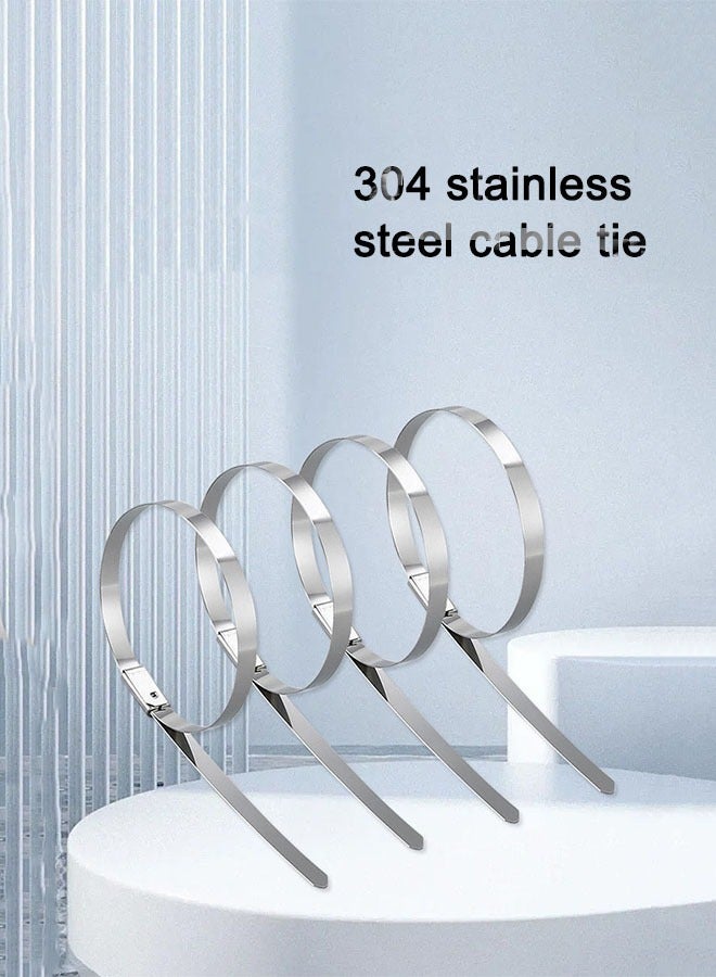 100PCS 304 Stainless Steel Zip Ties,  Premium Stainless Steel Cable Zip Ties - Image 1