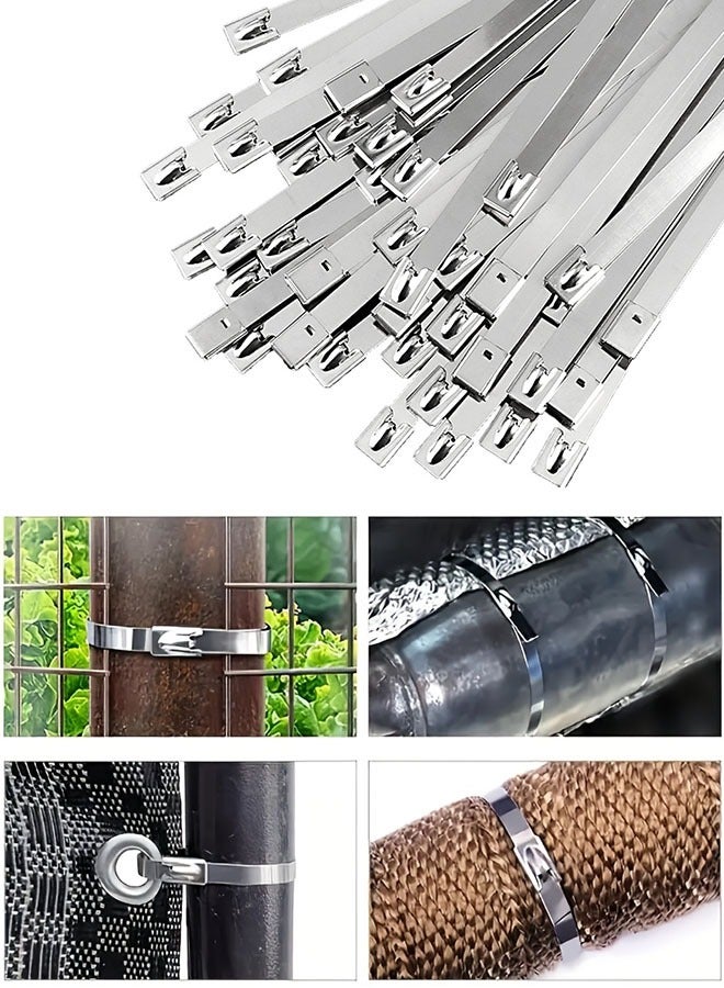 100PCS 304 Stainless Steel Zip Ties,  Premium Stainless Steel Cable Zip Ties - Image 2