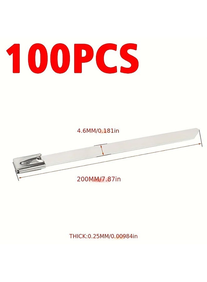 100PCS 304 Stainless Steel Zip Ties,  Premium Stainless Steel Cable Zip Ties - Image 3