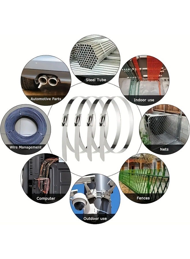 100PCS 304 Stainless Steel Zip Ties,  Premium Stainless Steel Cable Zip Ties - Image 4
