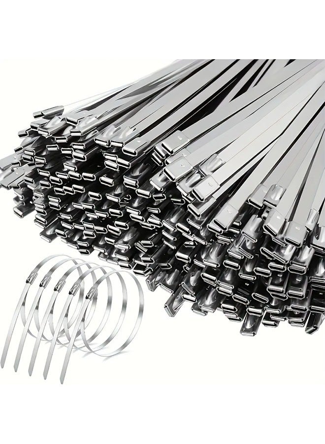 100PCS Stainless Steel Metal Cable Zip Ties, 20cm Premium Heavy Duty Self Locking Exhaust Wrap Ties Cable Zip Ties for indoor and outdoor,Fence,Canopy - Image 5