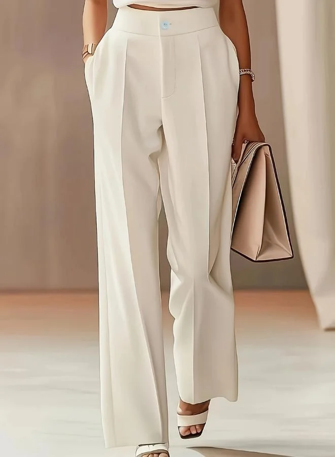Take Two Solid Pocket Detail Wide Leg Pants