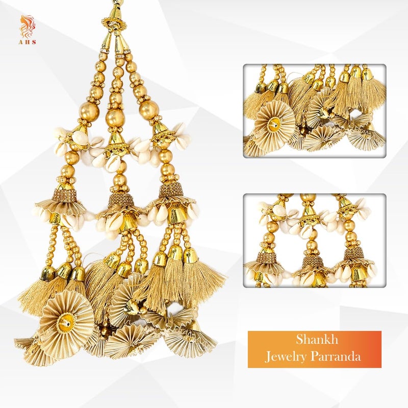 AHS Paranda jewelery Hair Accessory Hair Braid Tassles Hair Extension Choti Women's Patiala Shahi Punjabi Paranda Parandi Traditional Paranda Cover (Green) - Image 4