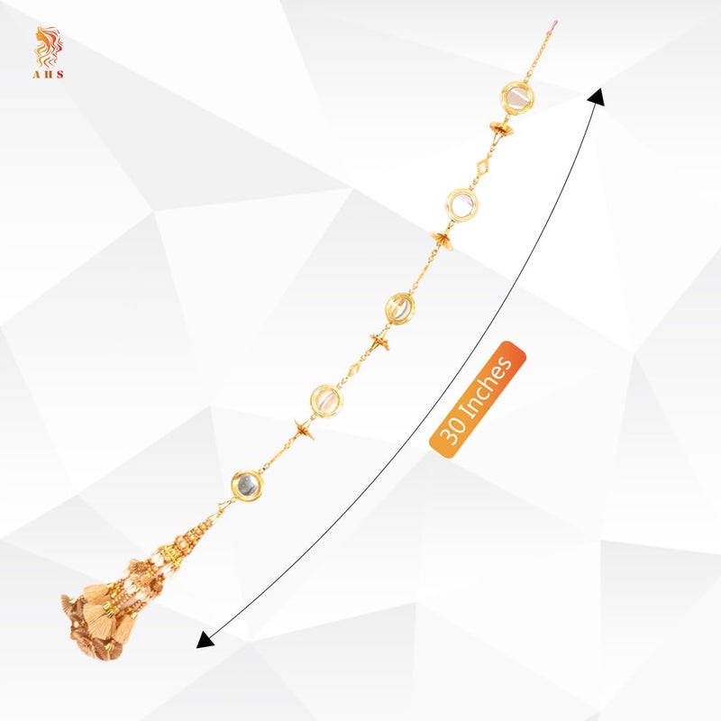 AHS Paranda jewelery Hair Accessory Hair Braid Tassles Hair Extension Choti Women's Patiala Shahi Punjabi Paranda Parandi Traditional Paranda Cover (Green) - Image 2