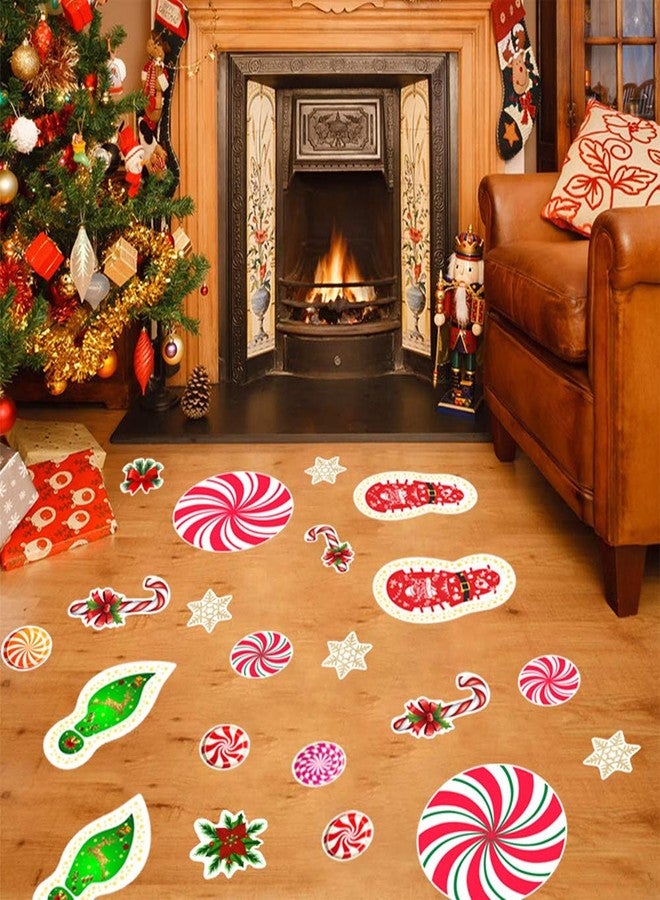 كيدال ملصقات أرضية بنكهة النعناع من كيديل لعيد الميلاد، 54 قطعة، ملصقات حفلات على شكل آثار أقدام، ديكورات ومستلزمات حفلات أرض حلوى عيد الميلاد - Image 1