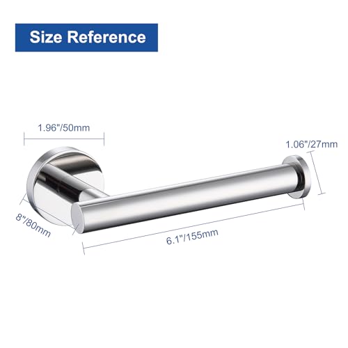TASTOS Polished Chrome Toilet Paper Holder SUS304 Stainless Steel, Modern Round Tissue Roll Holders Wall Mount, Toilet Paper Roll Dispenser Bathroom 5 inch TP Holder for Kitchen Washroom - Image 4